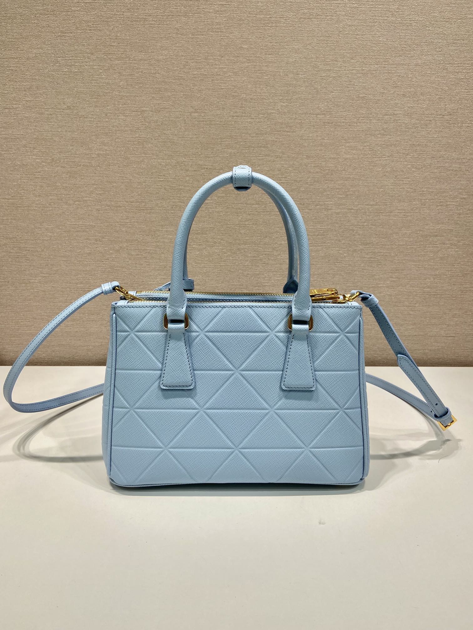 Prada Small Galleria Saffiano Leather Bag Tote Shoulder Bag Light Blue 1BA896 